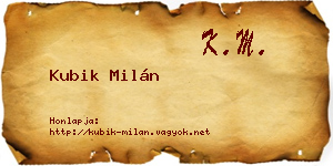 Kubik Milán névjegykártya